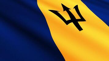 Barbados Flag Waving Gently in the Wind, Close-Up Full-Frame Perspective, Soft Fabric Texture, Slow Motion, Natural Movement, Waving Flag Background video