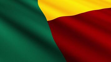 Benin Flag Waving Gently in the Wind, Close-Up Full-Frame Perspective, Soft Fabric Texture, Slow Motion, Natural Movement, Waving Flag Background video