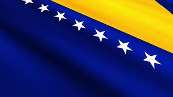 Bosnia And Herzegovina Flag Waving Gently in the Wind, Close-Up Full-Frame Perspective, Soft Fabric Texture, Slow Motion, Natural Movement, Waving Flag Background video