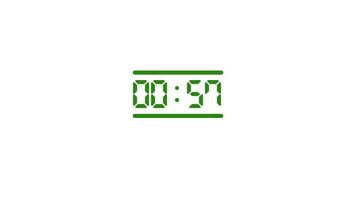 1 minuto digital contagem regressiva exibição cronômetro com minutos e segundos animação isolado em branco fundo video