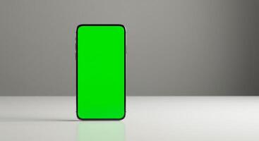 Green screen on a smartphone with a gray background photo