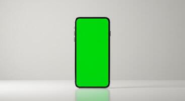 Green screen on a smartphone with a white background photo