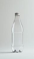 Transparent mineral bottle water drink hydration on white vertical background photo