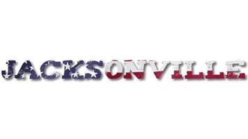 Jacksonville Text with USA Flag Waving Inside. Seamless Loop Animation on Transparent Background. video