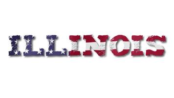 Illinois Text with USA Flag Waving Inside. Seamless Loop Animation on Transparent Background. video