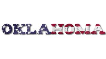 Oklahoma Text with USA Flag Waving Inside. Seamless Loop Animation on Transparent Background. video