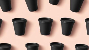 Paper cup disposable black color eco friendly material mockup pink background photo