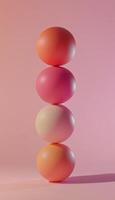 Ball stack balance rounded pastel color on pink vertical background photo