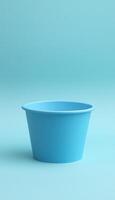 Blue blank paper bowl disposable food container delivery order on solid background photo