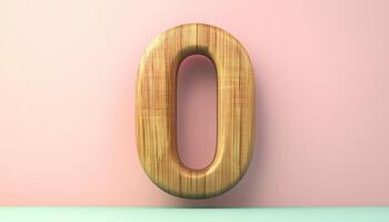 Shape number 0 made from pieces brown wooden textured in pastel background photo