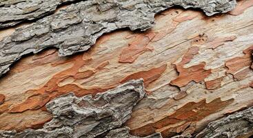 Weathered Flaky Bark Texture with Uneven Surface and Strong Light Dark Contrast photo