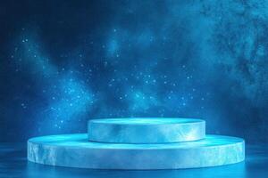 3d render of a stage with a blue background photo