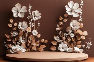 flower display on a wooden table photo