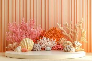 3d rendering of coral reef with shells and coral photo