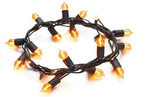 a string of christmas lights on a white background photo