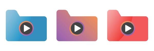 Gradient Folder Icons Play Button vector