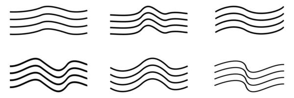 Collection of Wavy Lines Postage Stamp Style Illustrations vector