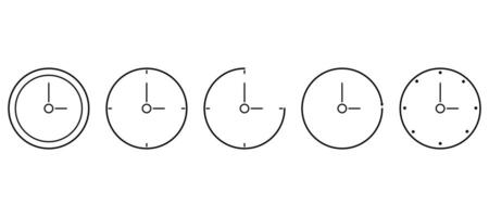 A Series of Clock Face Illustrations Showing Design Progression vector