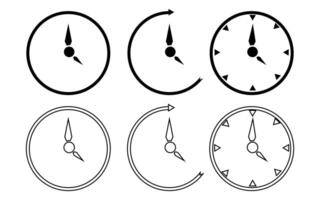 Clock Icons Showing Time Progression and Different Styles vector