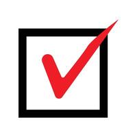 Red Check Mark in Black Square vector