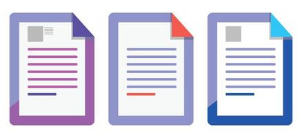 Three Colorful Document Icons with Text vector