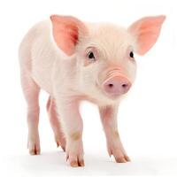 Young Pig Standing Isolated on White Background photo