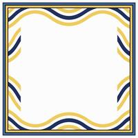 Abstract frame design with wavy lines and blue yellow border elements vector