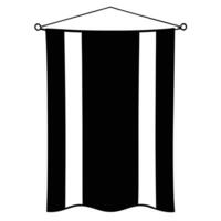Medieval banner with black fabric and white stripes displayed with rope hanging vector