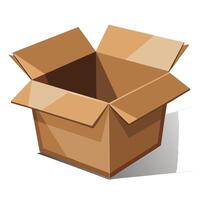 Illustration of an open empty brown cardboard box for packaging or moving vector