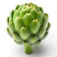 Fresh Green Globe Artichoke on a White Background photo