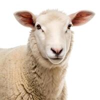 Side View of a Sheep Isolated on White Background photo