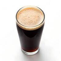 Dark Glass of Beer Isolated on White Background photo