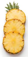 Juicy Pineapple Slices on a White Background photo