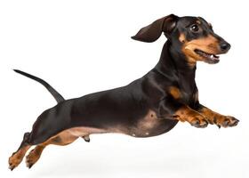 Side View of a Dachshund Running Isolated photo