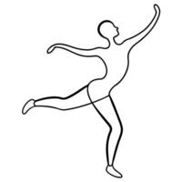 Minimalist continuous line art illustration of a ballerina performing a dance on white background vector
