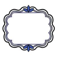 Decorative ornamental frame with floral elements in blue and black colors for invitations vector