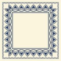 Ornate square frame template with decorative floral and geometric border design for invitations vector