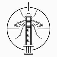 Conceptual illustration of mosquito in target with syringe for disease prevention vector