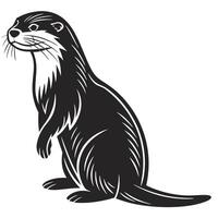 Striking silhouette of a standing otter elegant black and white design element vector