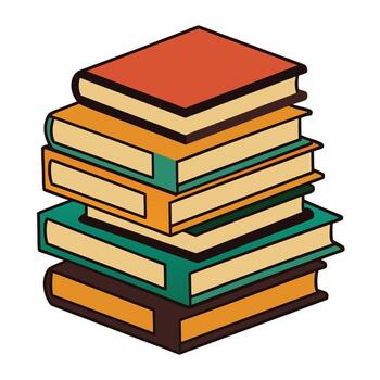 Stack of colorful retro books educational illustration graphic design element vector