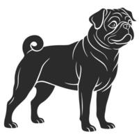 Stylish silhouette of a standing pug dog graphic illustration artwork vector