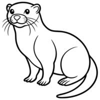 Simple outline of a cute otter isolated on white background illustration vector