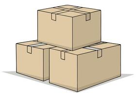 Cartoon style stack of cardboard boxes for shipping and moving illustration vector