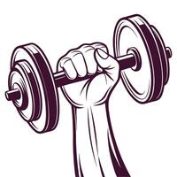 illustration of a hand lifting a dumbbell for fitness and exercise vector