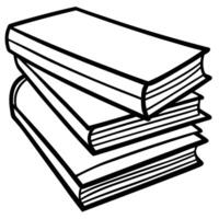 Stack of three books with bold outline illustration for education vector