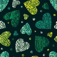 Quilt Inspired Seamless Pattern with Gradient Green Hearts vector