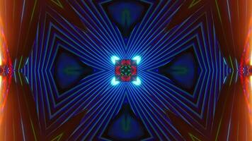 Very colorful and abstract design with star pattern in the middle. Kaleidoscope VJ loop video