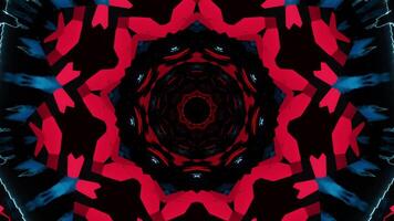 Red abstract design with black background. Kaleidoscope VJ loop video