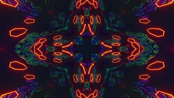 Colorful abstract design with black background and blue background. Kaleidoscope VJ loop video