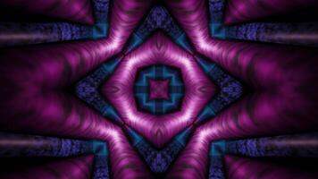Purple and black abstract background with square design in the center. Kaleidoscope VJ loop video
